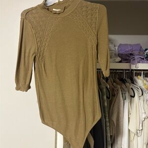 Free People Tan Lace Detail Bodysuit